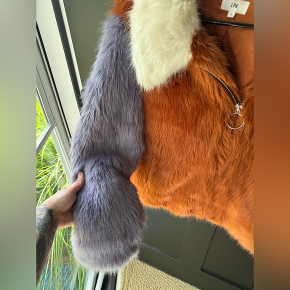 LPA Faux Fur Multicolored Jacket 413 in Rust & Lilac - Picture 6 of 9